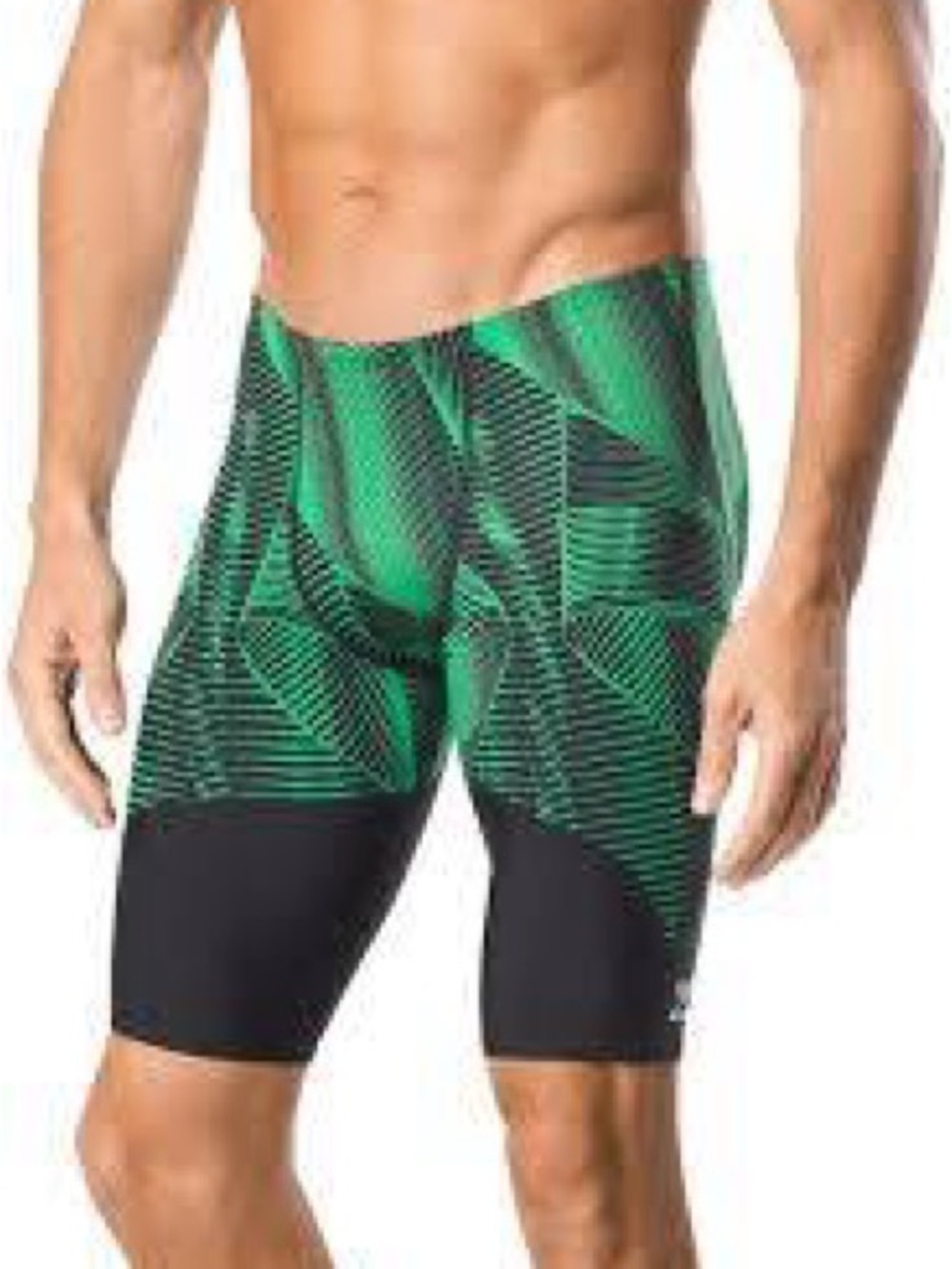 Speedo Green and Black Geometric Jammer Swim Shorts